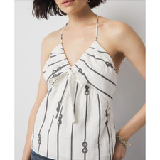 White House Black Market White Tie Front Halter Top Size 4