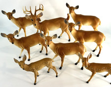 Vintage Deer Celluloid Hard Plastic Figurines  Buck Doe Fawn Herd  Lot of 8