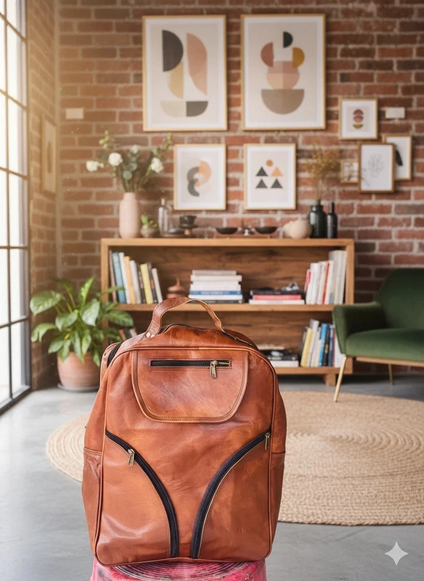 Genuine Goat Leather Vintage Laptop Gym Travel Rucksack