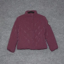 Juicy Couture Kids Quilted Puffer Jacket Burgundy Size 14 L Snap Button Collar