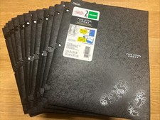 B5 Lot of 12 Mead Five Star Folders in Black Geometric Design Reinforced
