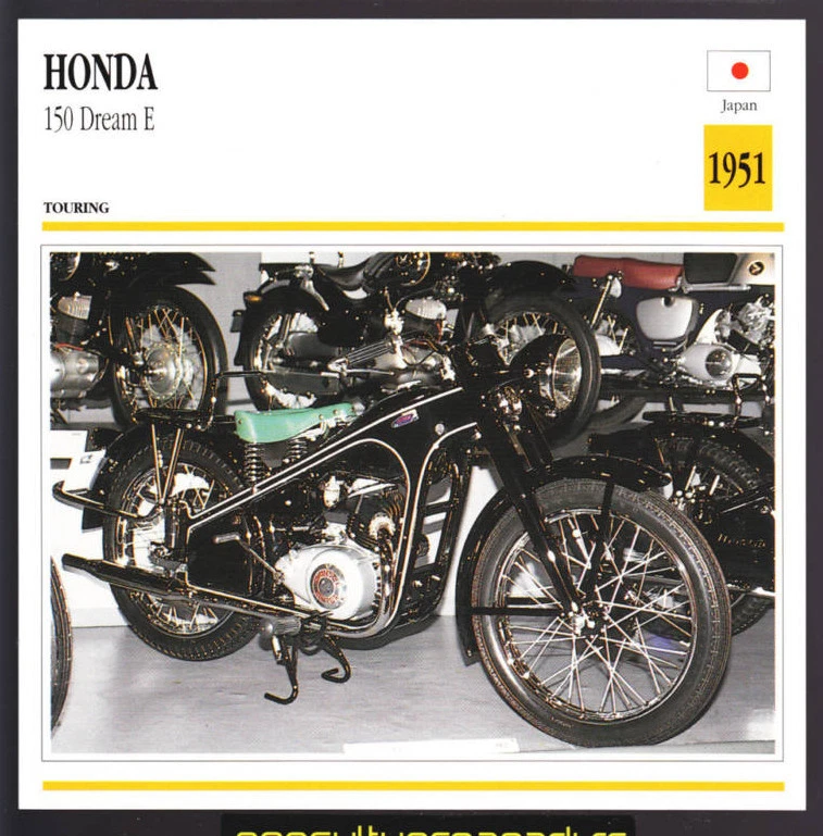 1951 Honda 150cc Dream E 146cc Japan Bike Motorcycle Photo Spec Info Stat Card