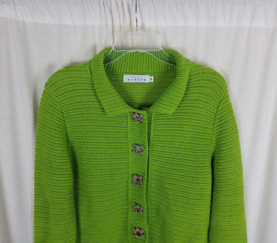 Willow Ruffled Collared Floral Snap Cardigan Sweater Jacket Womens 