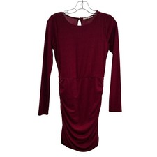 Mi Ami Women's Bodycon Mini Dress Long Sleeve Red Shimmer Size Small
