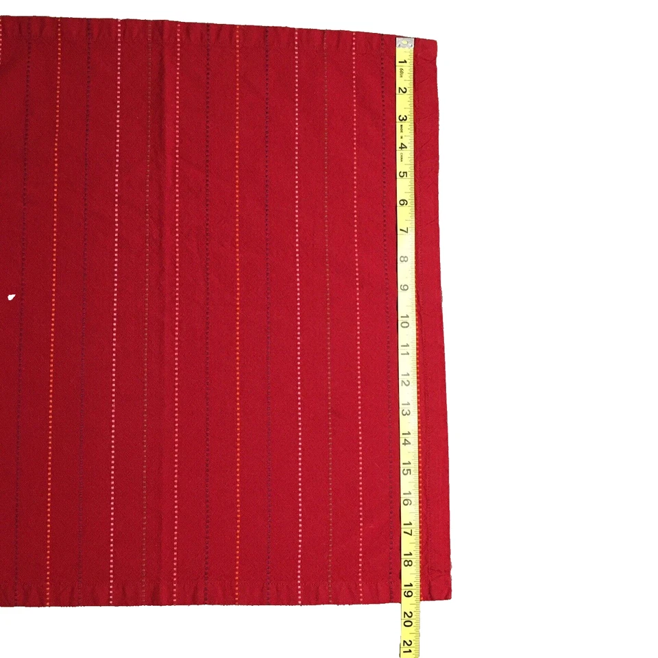 Crate & Barrel Cloth Napkins Set 4 Cotton Terrazzo Red with Color Stitching 19" - Image 4 of 4