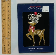 Joy DEER Silver-Plated Gold Color Glitter Reindeer Christmas tree Ornament