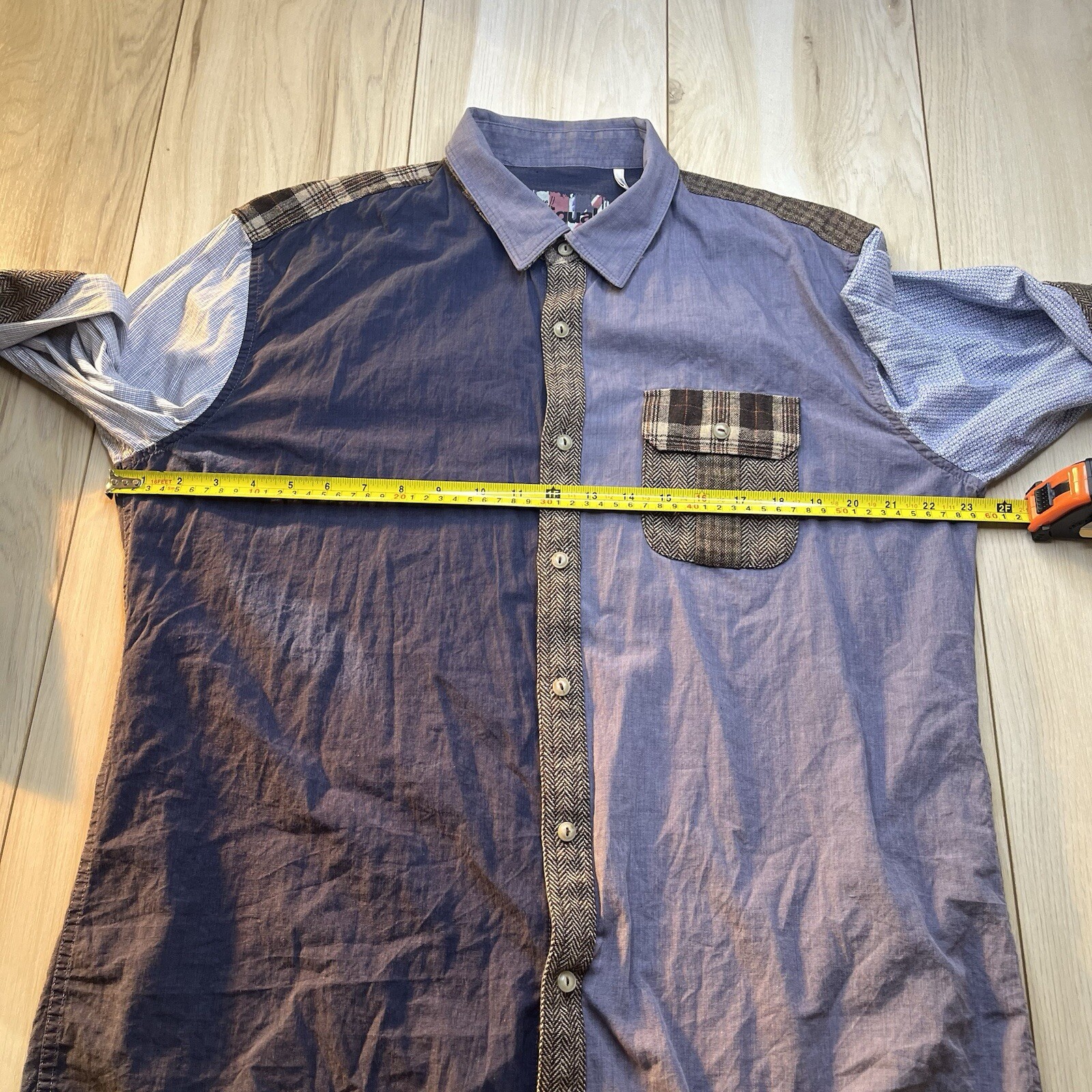 Desigual Tweed Patchwork Design Button Up Shirt E… - image 5