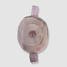  24 Bari Lynn Baby Girl Pink Velvet Flower Crystal Elastic Headband