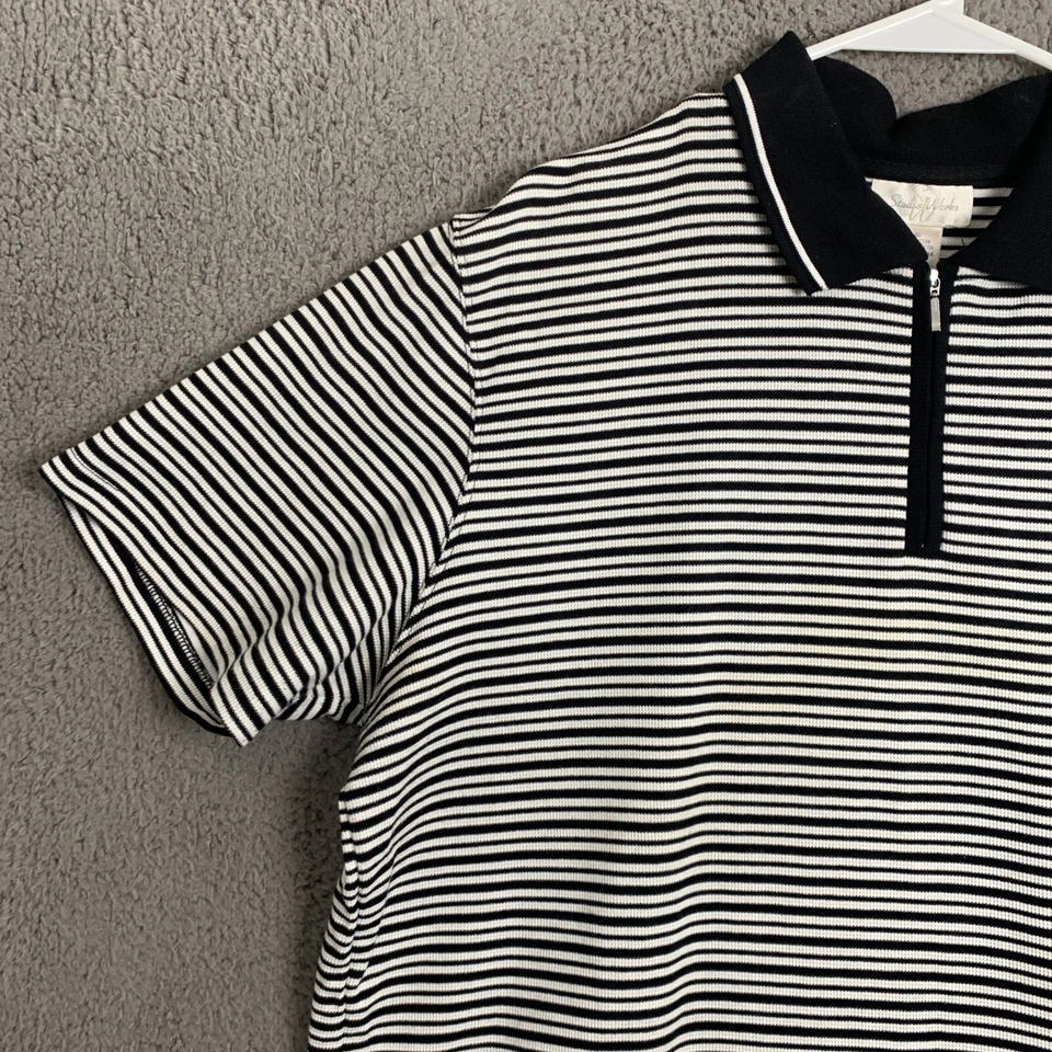 Blusa Pulôver Studio Works Feminina Preta Listrada com Zíper Gola Tamanho X-Grande - Imagem 2 de 4