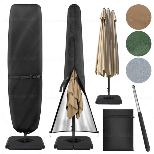 Patio Umbrella Cover with Rod for 8 to 15 Ft Umbrellas / Double-Sided Umbrellas