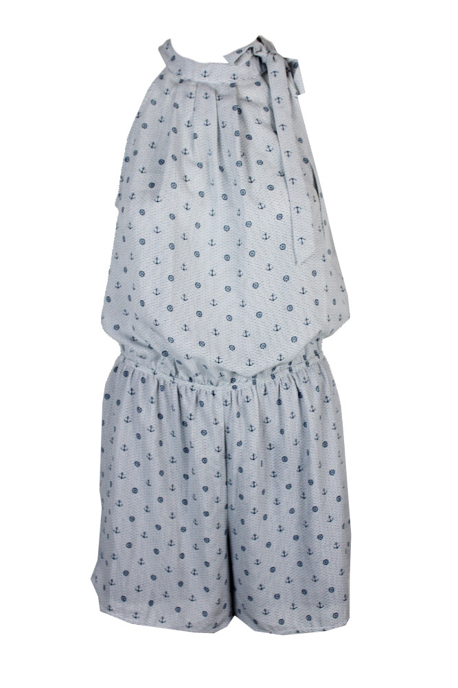 Maison Jules Blue Notte Gingham-Print Tie-Detail Romper M | eBay