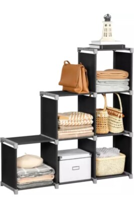 Songmics 6-Würfel Bücherregal, Zum Selbermachen Würfelaufbewahrung 105 x 30 x 105 cm (B x B x H) 