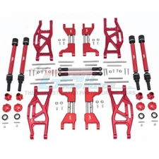 GPM Alum F&R Upp+Low Arms+F&R Adj CVD Drive Shaft+Hex Adap+Whl Lock Red : Maxx