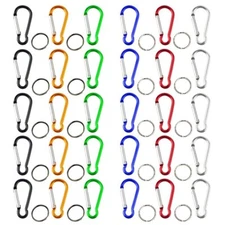 30 Pcs 2 Inch Carabiner Clips with Keyrings Aluminum D-Ring Spring Lock Hooks