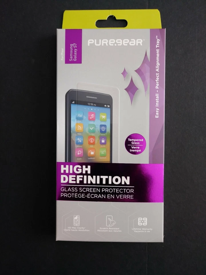 NOVO Samsung Galaxy S7 PureGear protetor de tela de vidro temperado HD com bandeja - Imagem 3 de 3