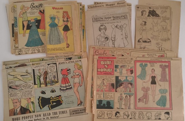 Vintage Newspaper Paper Dolls Supplement Comic Cartoon Boots Tillie Flying Jenny Vintage Newspaper Paper Dolls Supplement Comic Cartoon Boots Tillie Flying Jenny