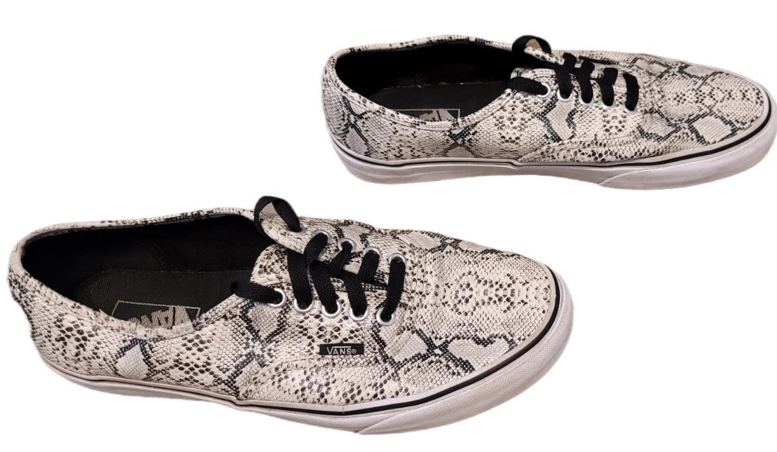 BLACK SNAKESKIN PRINT SNEAKERS SHOES 