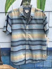 New SUN  STONE 40 Button Front Short Sleeve Light Blue Wash Shirt Men  s Size L