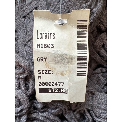 Miilla Chunky Woven Crochet Cardigan Women Medium Gray Floral 3/4 Sleeve NWT - Picture 8 of 12