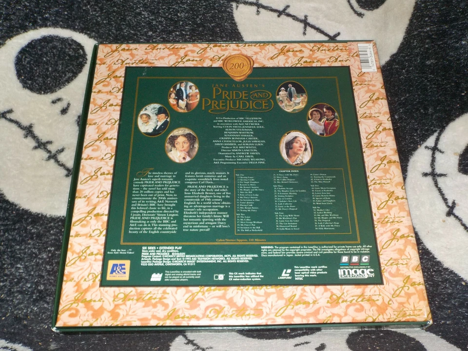 Jane Austen's Pride and Prejudice Laserdisc LD Colin Firth 310 Min Free Ship $50 Foto 2 de 2