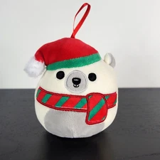 KELLYTOY SQUISHMALLOW BROOKE THE POLAR BEAR CHRISTMAS ORNAMENT PLUSH ANIMAL