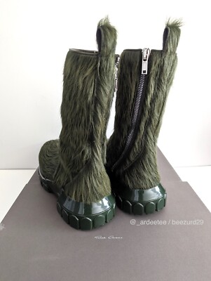 RICK OWENS 1/1 GRINCH CREEPER BOZO TRACTOR BOOTS FW21 (GREEN CALF