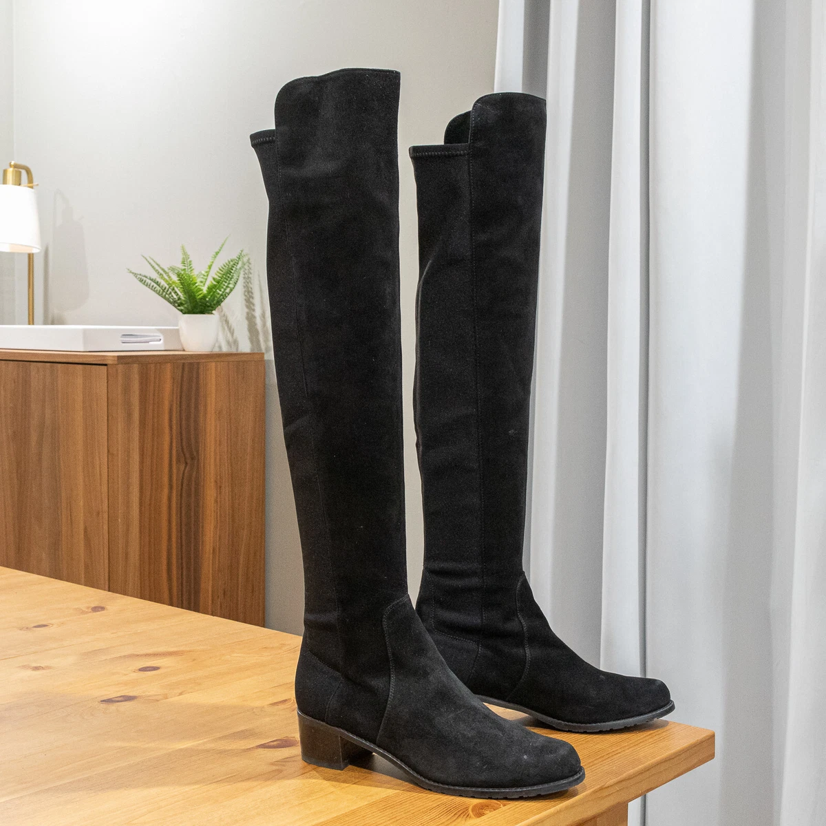 Stuart Weitzman Reserve Black Suede 5050 Boots, Women's 8.5 M | eBay