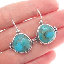 DESERT WIND 925 Sterling Silver Southwestern Real Turquoise Dangle Earrings