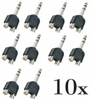 10 X Klinke 6,3Mm / Cinchbuchse Adapter Stereo Stecker