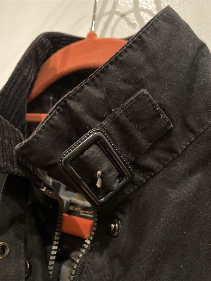 Barbour Utility Mac Womens Wax Waterproof Belted Jacket Black Size UK