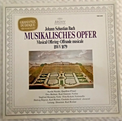 Bach-Musical Offering-Nicolet Buchner Guntner Richter-Archiv 198 320 VG+/VG+ gtf