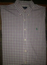 Mens Ralph Lauren Classic Fit Long Sleeve Plaid Button Up Shirt 16 1/2 LG - EUC
