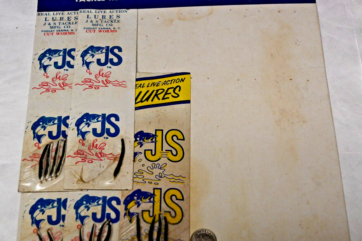 Vintage Display Card of JS Tackle Mfg Real Live Action Lures Fuquay Varina,  NC