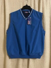 PGA Tour  Blue Embroidered Athletic Performance Golf Vest Mens Size L New