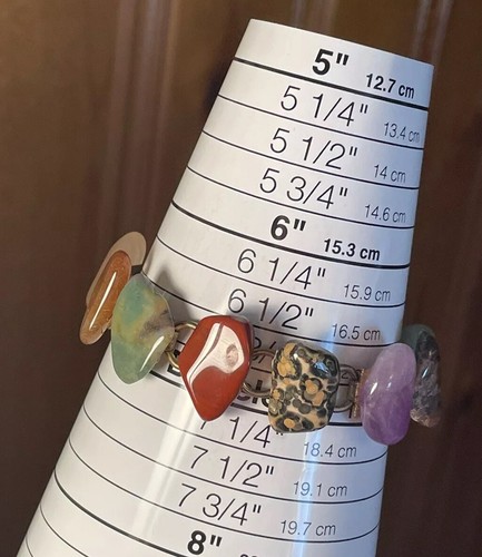 Unique Artisan Multistone Bracelet. Gold Tone. Size 6.8” - Picture 7 of 8