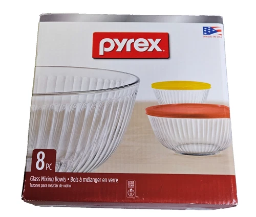 Pyrex, 8PC - Smart Essentials Tempered Glass Storage Mixing Bowl Set 8 Pieces