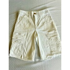 Democracy White Cargo Utility Bermuda Shorts Ab Technology Raw Hem Size 4