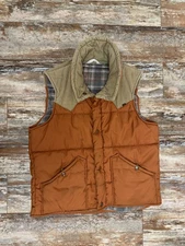 Vintage Key Imperial Flannel Lined Quilted Vest Orange *See Info* 