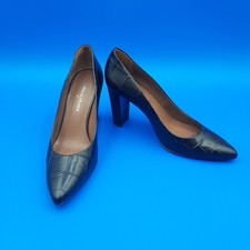 Donald J Pliner Bonita Alligator Block Heel Pumps Shoes 8.5 Brown Made in Spain