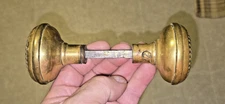 Pair Antique Brass Door Knobs Set Beaded Edge Victorian vtg