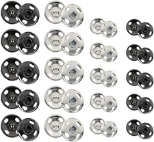 120 Sets 8mm 10mm Black Silver Sew-on Snap Buttons Metal Snaps Fasteners