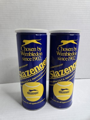 Vintage Slazenger Lot of (2) Cans of 3 Yellow Tennis Balls Each = 6 Balls Total