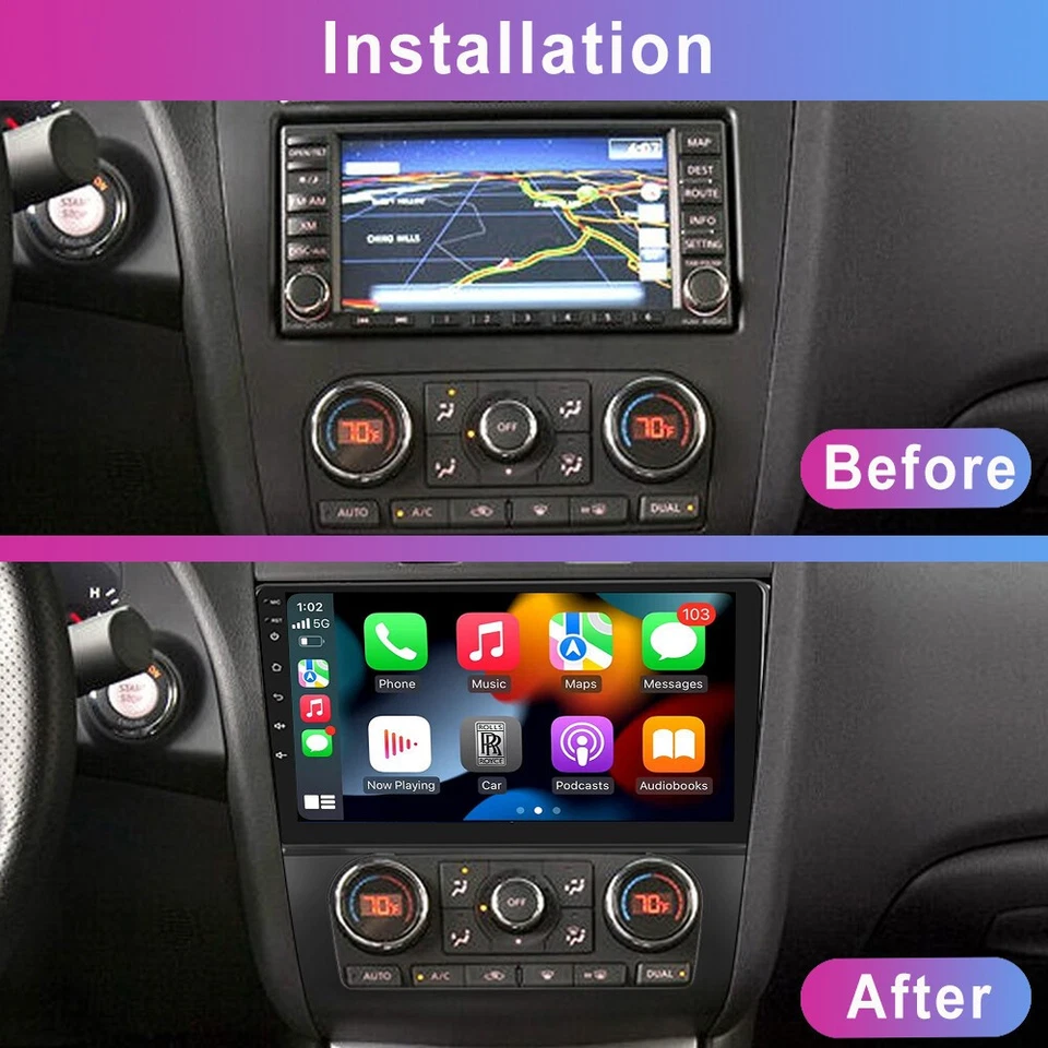 For 2008-2012 Nissan Altima Auto AC CarPlay Car Radio Stereo Android 15 2+32GB Foto 3 de 4