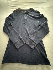 Rock  Republic Shirt Mens Large Dark Blue Henley Long Sleeve Round Neck Thermal