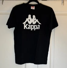 Kappa Mens Black White Logo Short Sleeve Tshirt Size S EUC