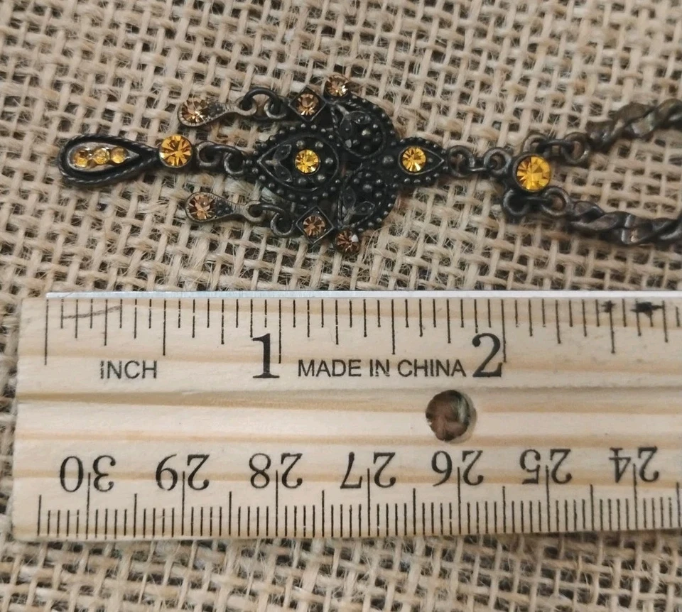 美丽的 Michal Negrin(?) 闪闪发光琥珀色水晶装饰 16 英寸 + 项链! — 第 3/4 张图片