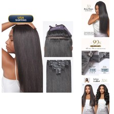 LUVME 0.59mm Zero Trace Invisible Clip In Hair Extensions, Yaki Straight 7 Pcs