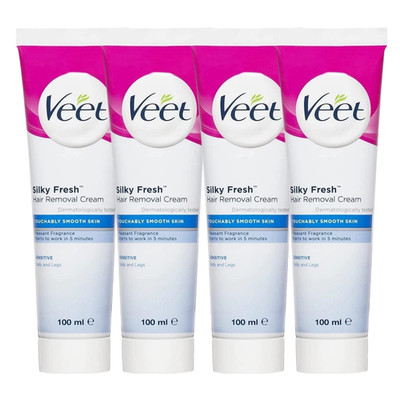 Veet Hair Removal Cream 100g   Sensitive Skin Formula Smoothing/Hydrating 4 Pack