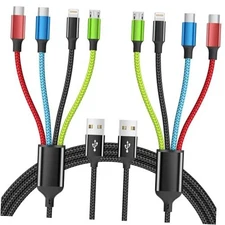 4 in 1 Multi Charging Cable [2Pack 5FT], Black_Red_Blue_Green USB A 4 in 1