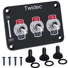/3 Gang Rocker Toggle Switch Metal Panel with 16A 250V AC/12V DC SPST 2 Position